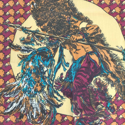 80S USA製 Native American Dancing Buffalo ウエスタン バンダナ メンズ