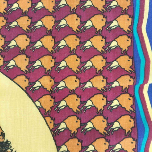80S USA製 Native American Dancing Buffalo ウエスタン バンダナ メンズ