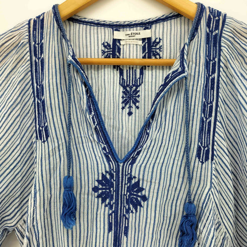イザベルマランエトワール ISABEL MARANT ETOILE インド製 インド綿 ストライプ スキッパー S/S ブラウス レディース