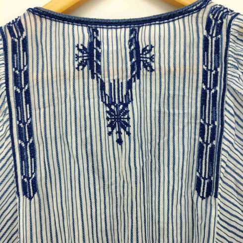 イザベルマランエトワール ISABEL MARANT ETOILE インド製 インド綿 ストライプ スキッパー S/S ブラウス レディース