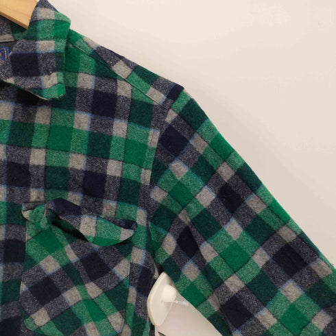 ペンドルトン PENDLETON 70S USA製 チェック柄 ウール L/S フランネル シャツ レディース import:M