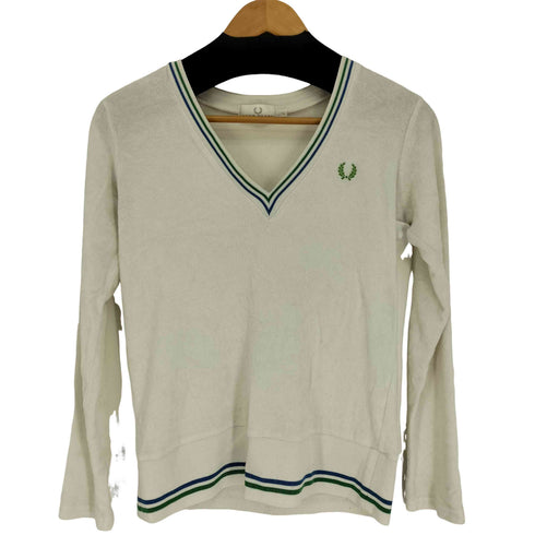 フレッドペリー FRED PERRY ロゴ刺繍 タオル地 リブラインデザイン L/S カットソー レディース import:L