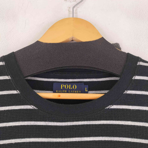 ポロラルフローレン POLO RALPH LAUREN スモールポニー刺繍 ボーダー L/S サーマルT ワッフル メンズ import:L