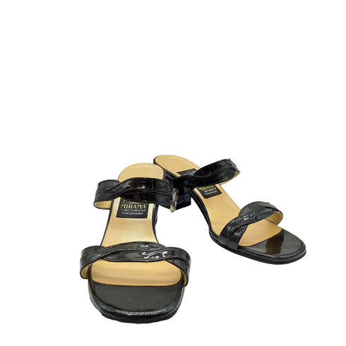 ミハマ MIHAMA オープントゥ ストラップ エナメル サンダル レディース JPN:24
