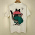クレイジーシャツ CRAZY SHIRTS 90S USA製 クリバンキャット プリント S/S クルーネック Tシャツ シングルステッチ レディース import:S