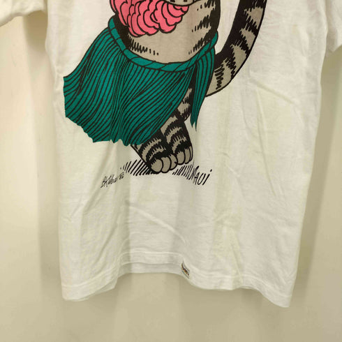 クレイジーシャツ CRAZY SHIRTS 90S USA製 クリバンキャット プリント S/S クルーネック Tシャツ シングルステッチ レディース import:S