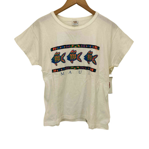 クレイジーシャツ CRAZY SHIRTS 90S USA製 グラフィック プリント S/S クルーネック Tシャツ レディース import:S