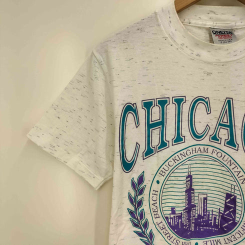90S USA製 ONEITA POWER-T CHICAGO グラフィック プリント S/S クルーネック Tシャツ シングルステッチ コピーライト1994 メンズ import:S