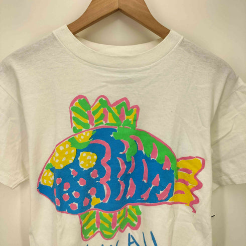 逆三角形タグ DELTA ボディ USA コットン HAWAII グラフィック プリント S/S クルーネック Tシャツ シングルステッチ メンズ import:M