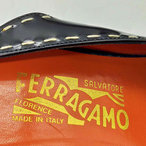 サルヴァトーレフェラガモ Salvatore Ferragamo イタリア製 Vibramソール ステッチデザイン バックストラップ ヒールパンプス レディース 7-1/2