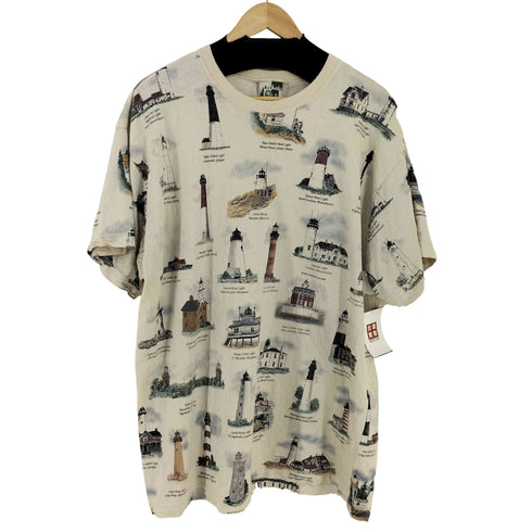 90S USA製 ART UNLIMITED 灯台 オールオーバープリントTee メンズ