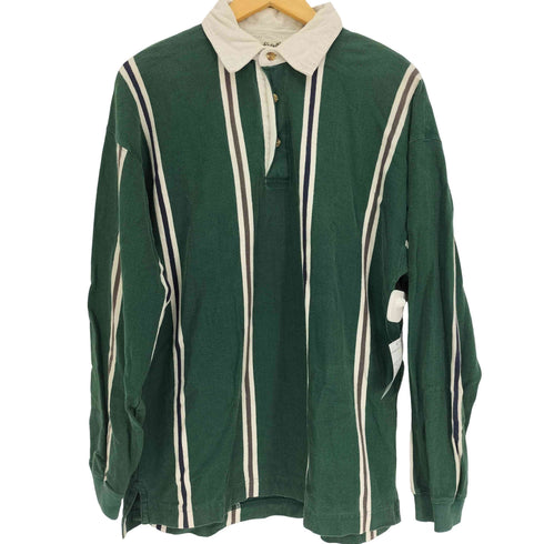 エディーバウアー Eddie Bauer 90S 白タグ 襟コーデュロイ ストライプ L/S ポロシャツ メンズ import:L