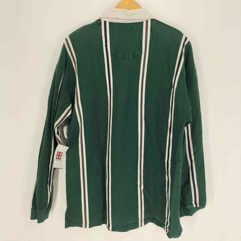 エディーバウアー Eddie Bauer 90S 白タグ 襟コーデュロイ ストライプ L/S ポロシャツ メンズ import:L