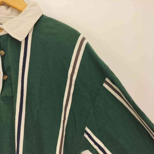 エディーバウアー Eddie Bauer 90S 白タグ 襟コーデュロイ ストライプ L/S ポロシャツ メンズ import:L