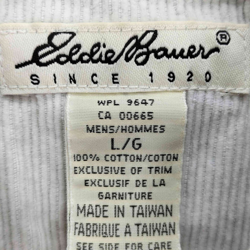 エディーバウアー Eddie Bauer 90S 白タグ 襟コーデュロイ ストライプ L/S ポロシャツ メンズ import:L