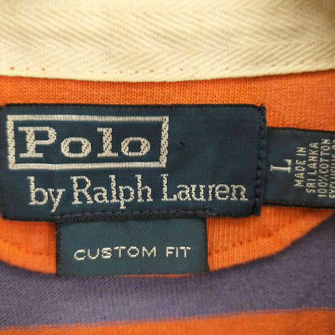 ポロバイラルフローレン Polo by RALPH LAUREN CUSTOM FIT ポニー刺繍 ボーダー柄 ラガーシャツ ポロシャツ メンズ import:L