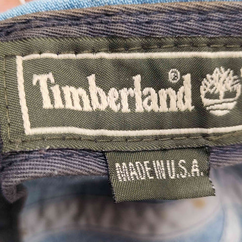 ティンバーランド Timberland 90S USA製 ロゴ刺繍 レザー 6パネル デニム キャップ メンズ
