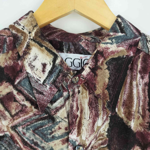AGGIO 総柄 レーヨン シャツ メンズ import:L