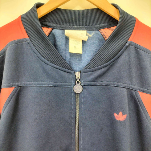 アディダス adidas 80-90S 銀タグ トレフォイルロゴ 刺繍 カラーブロック トラックジャケット ジャージ メンズ import:XL