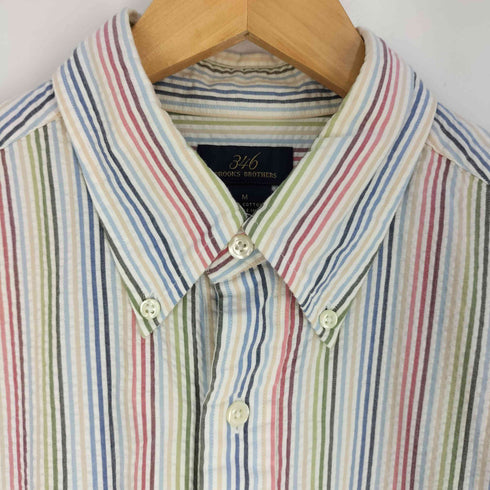 ブルックスブラザーズ 346 BROOKS BROTHERS シアサッカー マルチカラー ボタンダウン ストライプ シャツ メンズ import:M