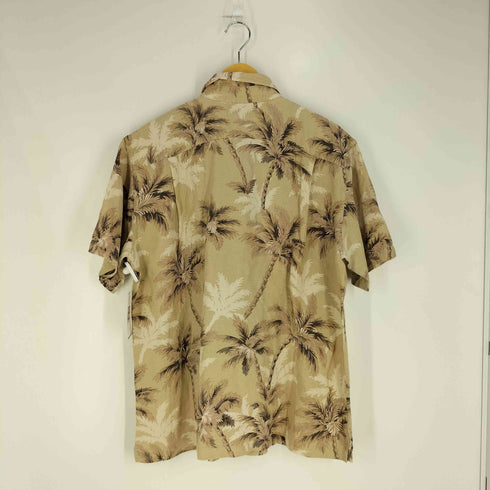 ランズエンド LANDS END 総柄 ヤシの木 シルクリネン シャツ メンズ import:L