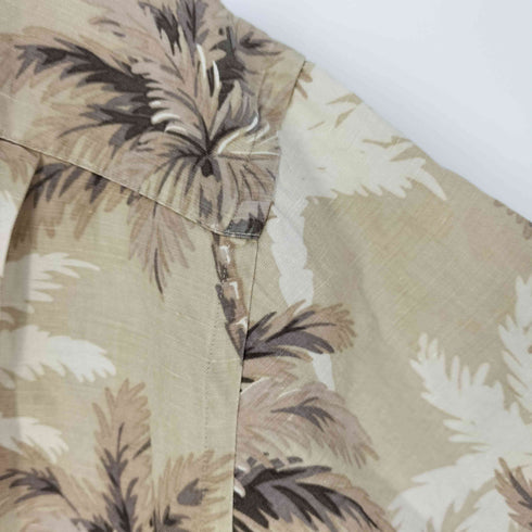 ランズエンド LANDS END 総柄 ヤシの木 シルクリネン シャツ メンズ import:L
