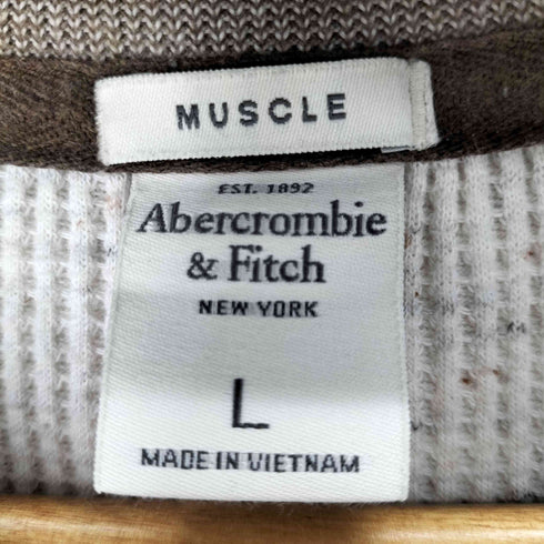 アバクロンビーアンドフィッチ Abercrombie & Fitch MUSCLE 刺繍ロゴ サーマル ワッフル ロングスリーブカットソー メンズ L