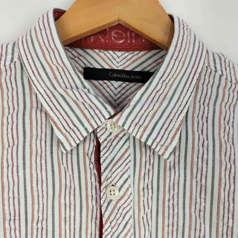 カルバンクラインジーンズ Calvin Klein Jeans ダブルポケット ストライプ レギュラーカラー シャツ メンズ import:L