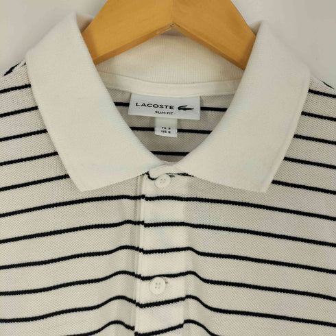 ラコステ LACOSTE SLIM FIT ロゴ刺繍 ボーダー 鹿の子 ポロシャツ メンズ import:S
