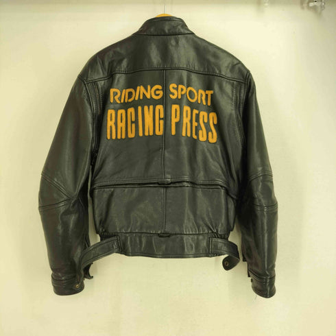 RIDING SPORT 90S 裏地総柄 ワッペン刺繍 本革 リアルレザー レーシングジャケット ライダース モーターサイクル メンズ import:M