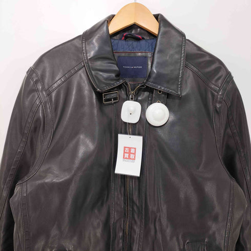 トミーヒルフィガー TOMMY HILFIGER ジップアップ レザー ジャケット メンズ import:M