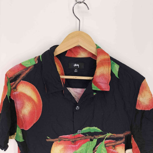ステューシー Stussy 21SS Peach Pattern S/S Shirt ピーチ パターン 開襟 オープンカラー S/S シャツ メンズ import:M