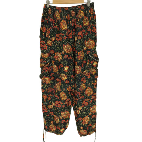 ケンゾー KENZO 総柄 花柄 薔薇 ドローコード シルク カーゴ パンツ メンズ M