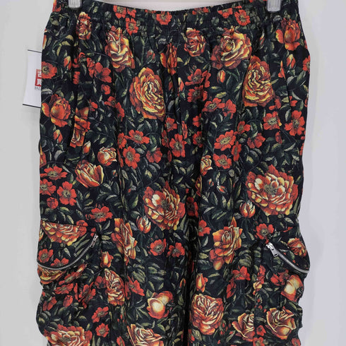 ケンゾー KENZO 総柄 花柄 薔薇 ドローコード シルク カーゴ パンツ メンズ M