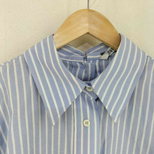 ザラ ZARA バックリボンストライプオーバーサイズシャツ レディース import:XS
