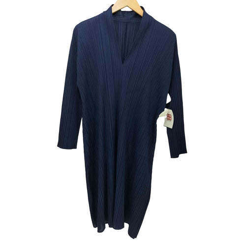 プリーツプリーズイッセイミヤケ PLEATS PLEASE ISSEY MIYAKE Vネック プリーツロングスリーブワンピース レディース JPN:2