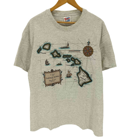 ヘインズ Hanes 90s USA製 マッププリントクルーネックTシャツ メンズ JPN:L