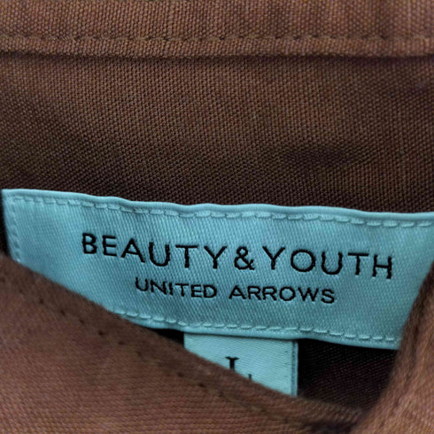 ビューティーアンドユースユナイテッドアローズ BEAUTY & YOUTH UNITED ARROWS ドレープリネン ワイドフォルム バンドカラー ショートスリーブ シャツ メンズ JPN:L