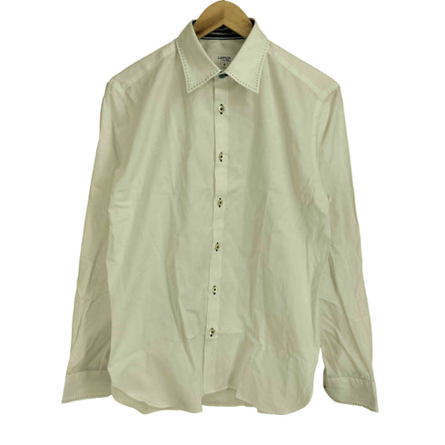 ランバンオンブルー LANVIN en Bleu シャドーチェック 襟袖裏ボーダー ワイドカラーシャツ メンズ JPN:48