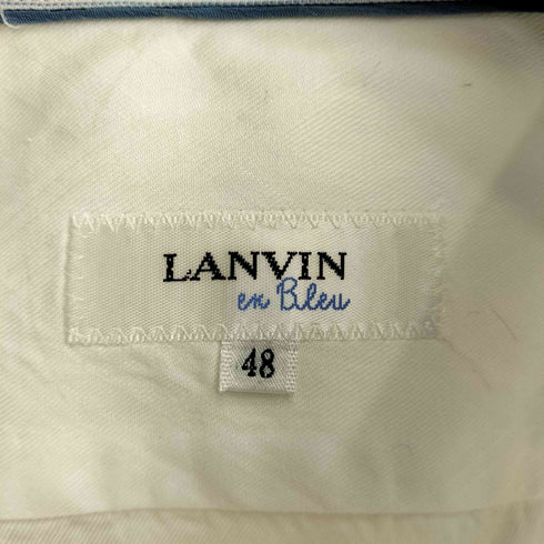 ランバンオンブルー LANVIN en Bleu シャドーチェック 襟袖裏ボーダー ワイドカラーシャツ メンズ JPN:48