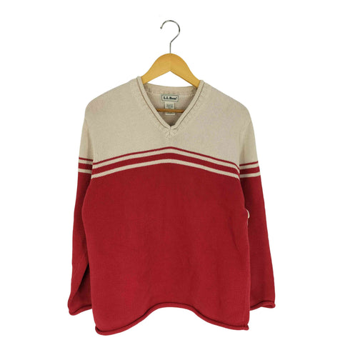 エルエルビーン L.L.Bean バイカラー Vネック コットン ニット レディース KIDS:L