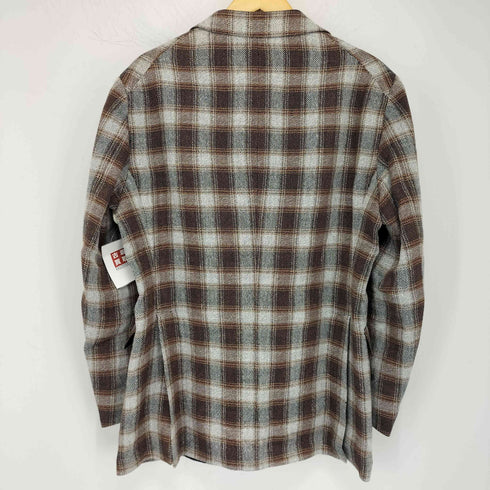 タリアトーレ TAGLIATORE イタリア製 シルクリネン チェック 2Bシングルテーラードジャケット メンズ 50/R