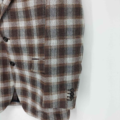 タリアトーレ TAGLIATORE イタリア製 シルクリネン チェック 2Bシングルテーラードジャケット メンズ 50/R