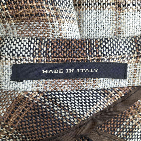 タリアトーレ TAGLIATORE イタリア製 シルクリネン チェック 2Bシングルテーラードジャケット メンズ 50/R