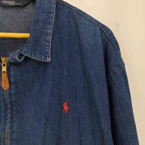 ポロバイラルフローレン Polo by RALPH LAUREN USA製 ポニー刺繍 デニム スイングトップ メンズ import:XL