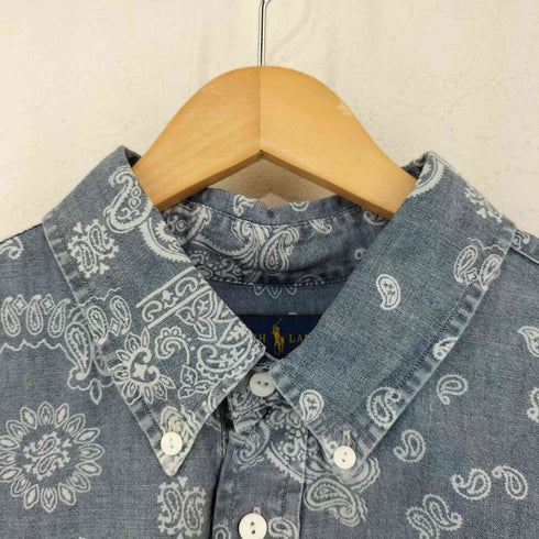 ラルフローレン RALPH LAUREN バンダナ柄インディゴパッチワーク半袖シャツ メンズ import:XXL