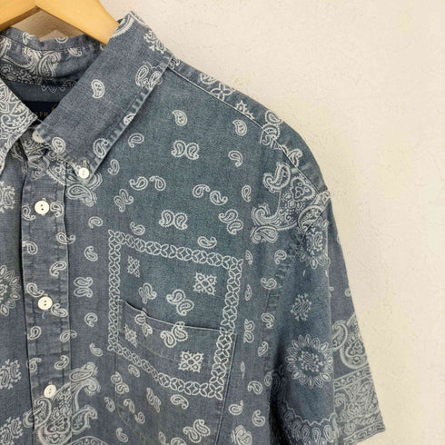 ラルフローレン RALPH LAUREN バンダナ柄インディゴパッチワーク半袖シャツ メンズ import:XXL