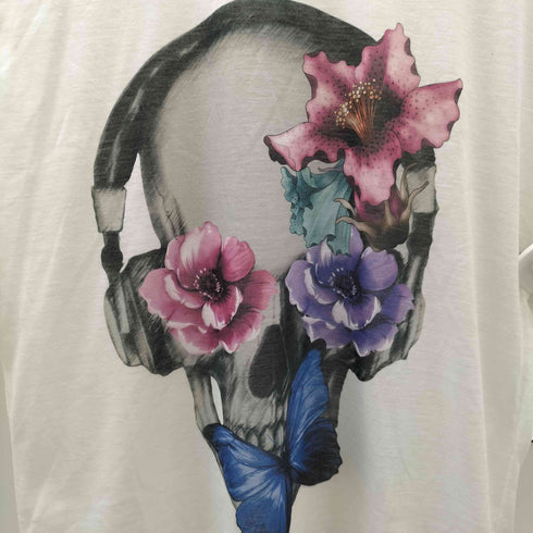 y2k 髑髏 蝶 華 グラフィックプリントTシャツ メンズ FREE