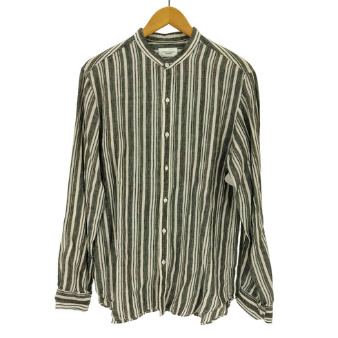 ユナイテッドアローズ UNITED ARROWS リネン マルチストライプ バンドカラーシャツ メンズ JPN:L