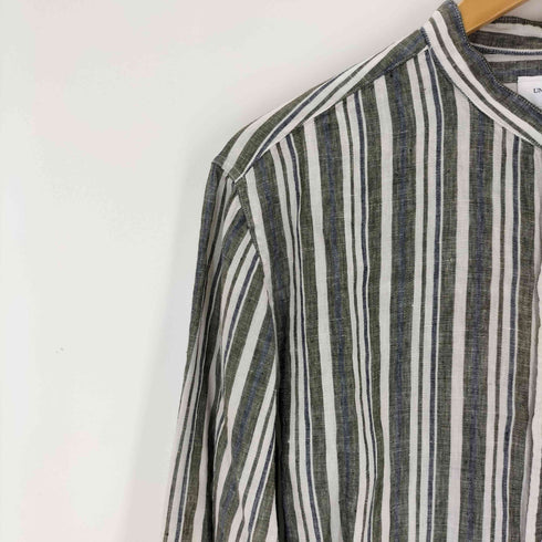 ユナイテッドアローズ UNITED ARROWS リネン マルチストライプ バンドカラーシャツ メンズ JPN:L